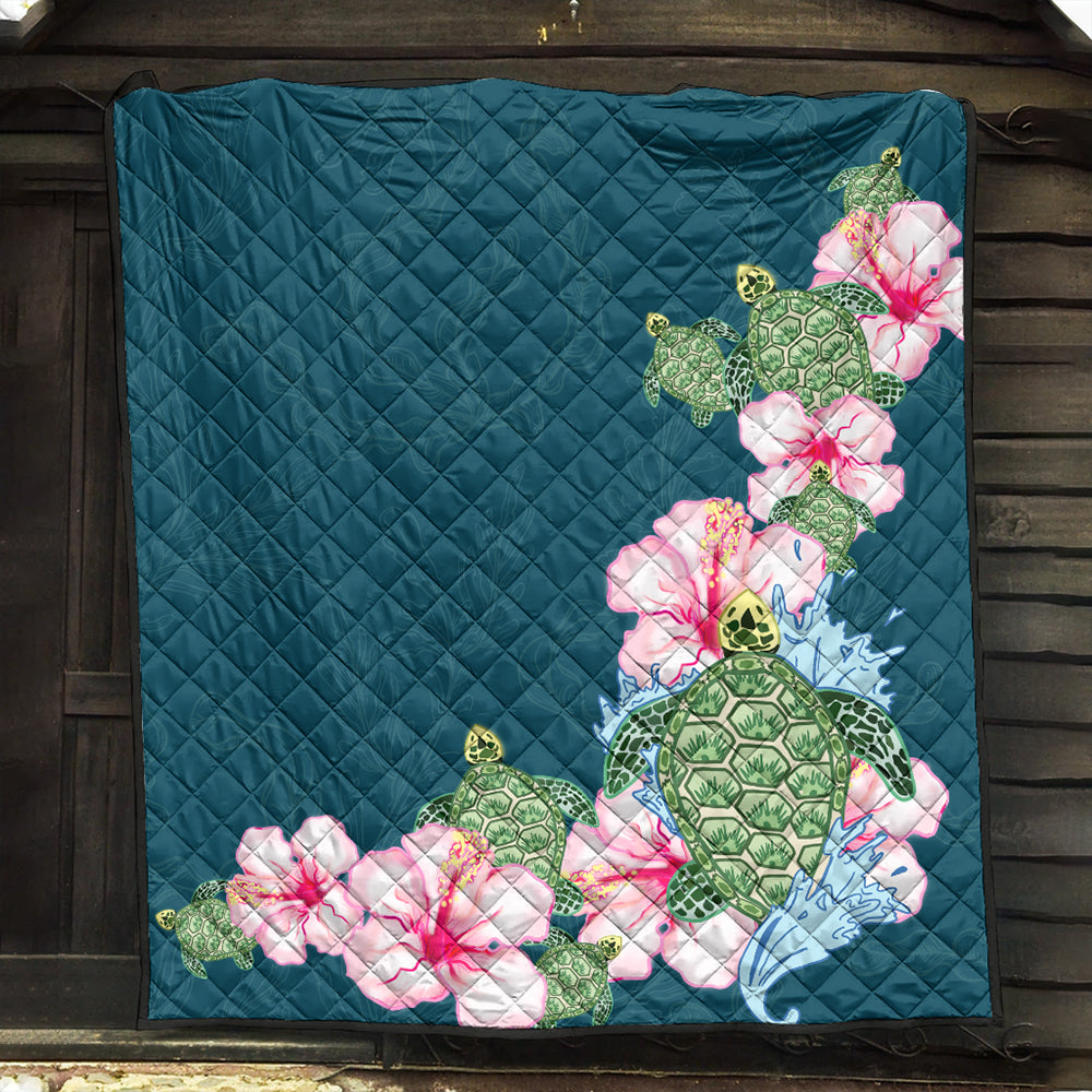 Hawaii Premium Quilt Hibiscus Turtle Dance
