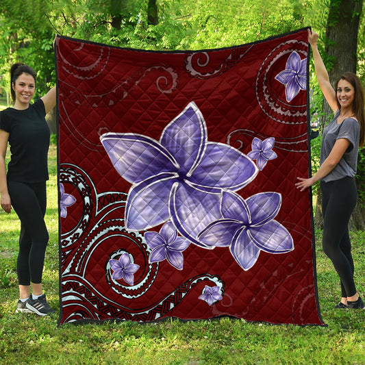 Hawaii Premium Quilt Plumeria Violet Polynesia Red