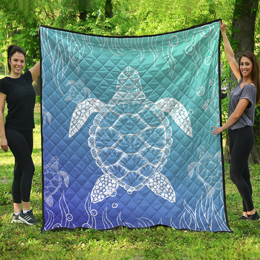 Hawaii Premium Quilt Turtle Gardiant Background