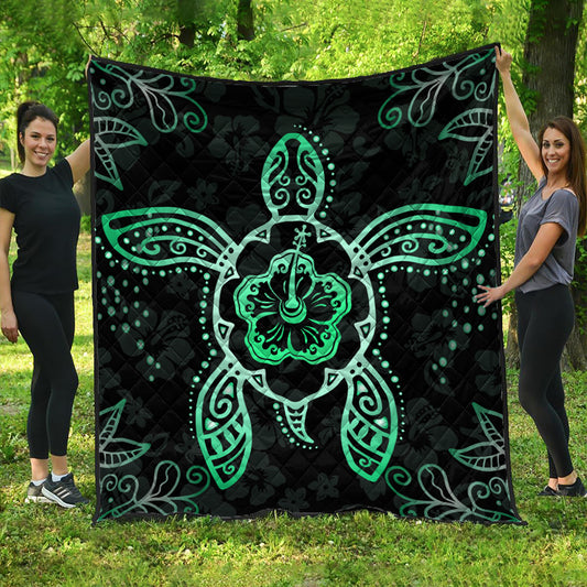 Hawaii Premium Quilt Turtle Hibiscus Green New