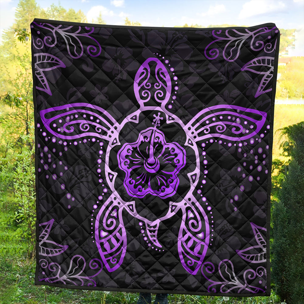 Hawaii Premium Quilt Turtle Hibiscus Violet