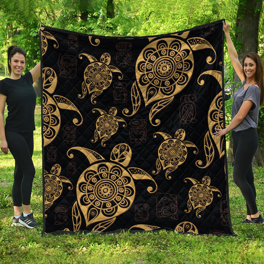 Hawaii Premium Quilt Turtle Pattern Golden