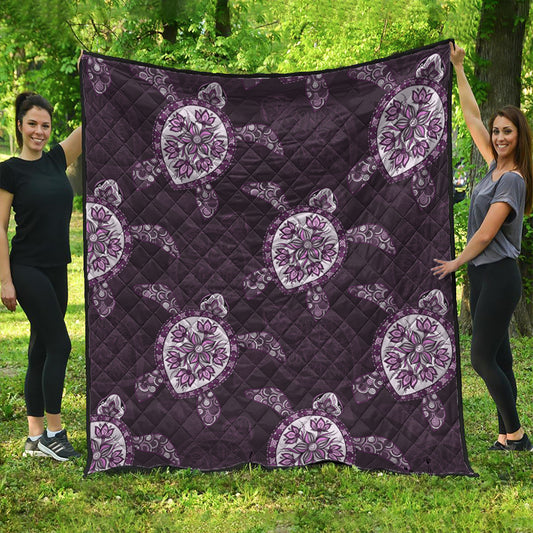 Hawaii Premium Quilt Turtle Plumeria Violet