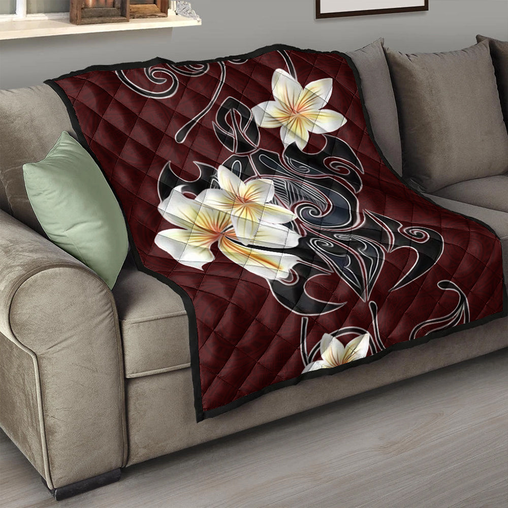 Hawaii Premium Quilt Turtle Poly Trinal Plumeria Red