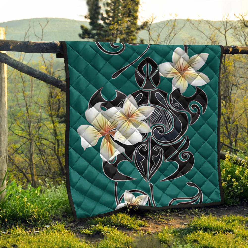 Hawaii Premium Quilt Turtle Poly Trinal Plumeria Turquoise