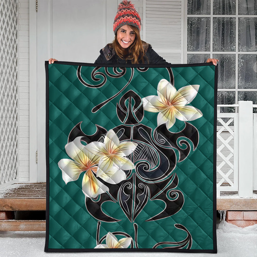 Hawaii Premium Quilt Turtle Poly Trinal Plumeria Turquoise