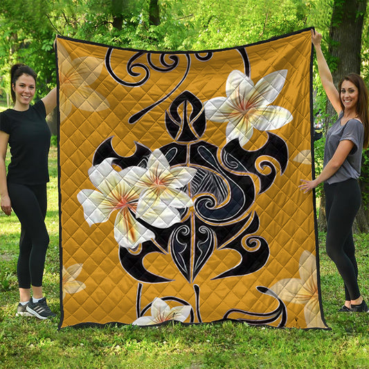 Hawaii Premium Quilt Turtle Poly Trinal Plumeria Yellow