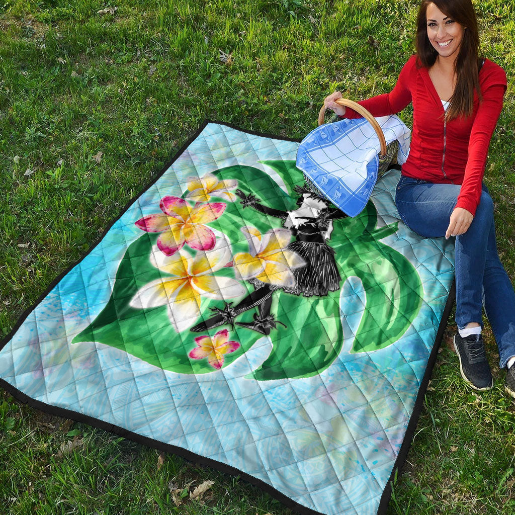 Hawaii Premium Quilt Hula Girls With Tropical Flowers Polynesian Style