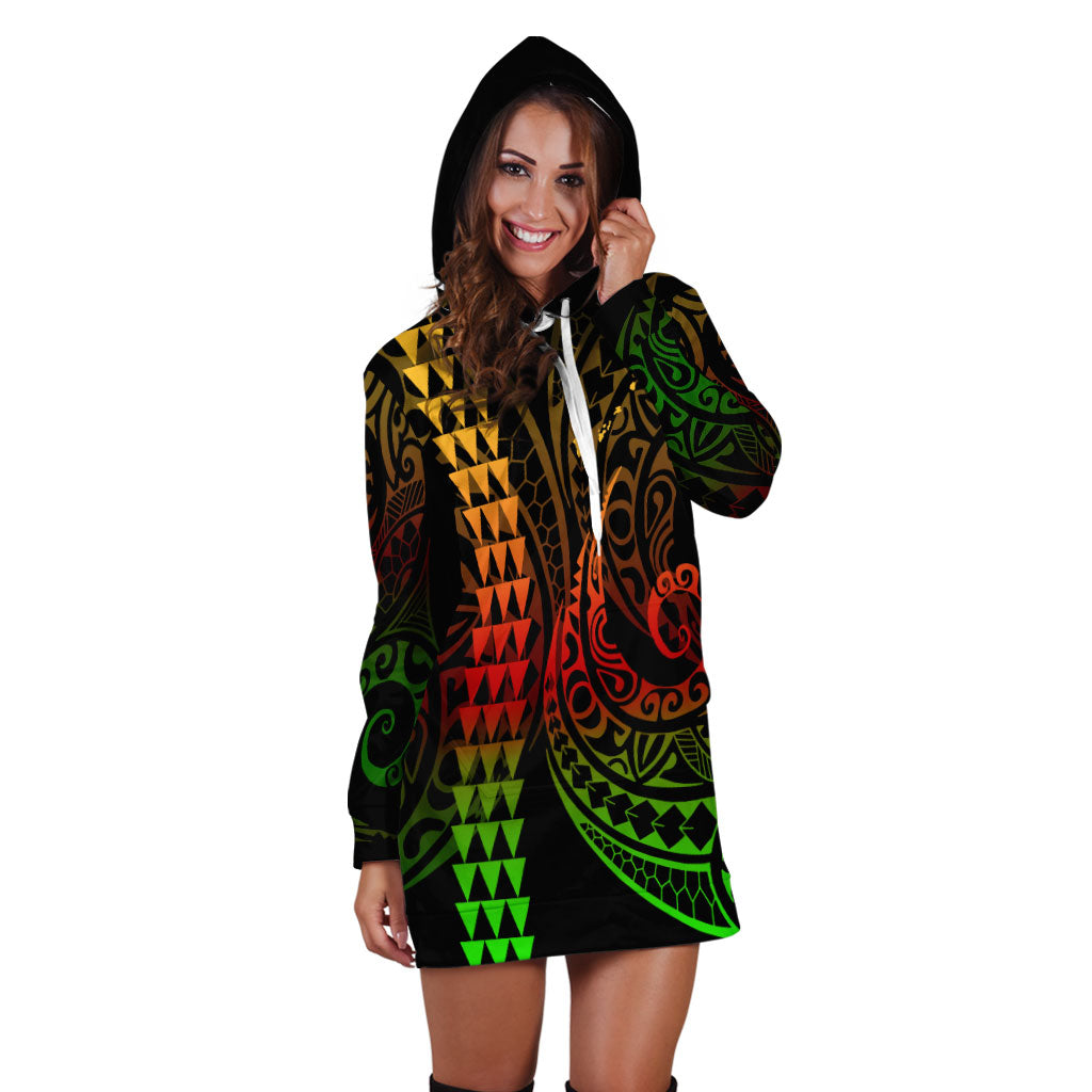 Hawaii Hoodie Dress Kakau Style Reggae