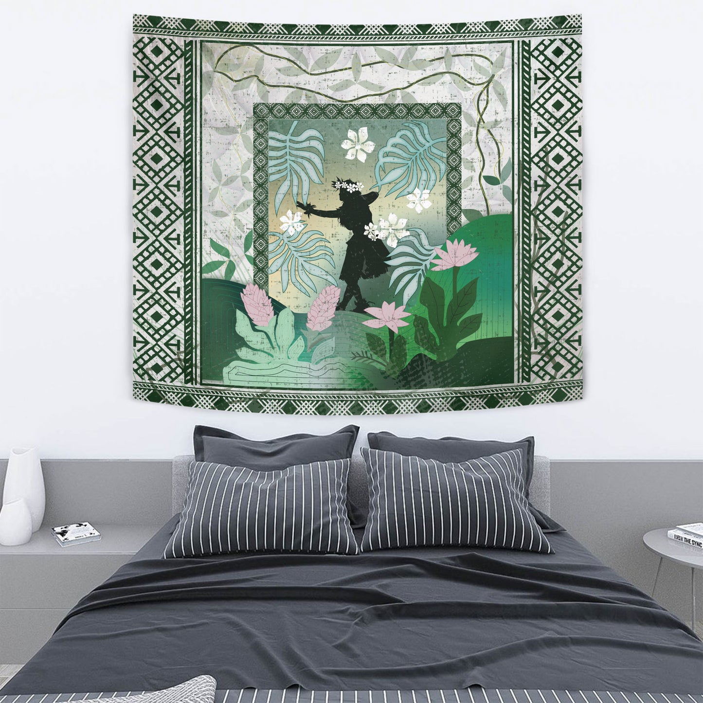 Hawaii Tapestry Hawaii Girl Hula Dancers With Tropical Flowers