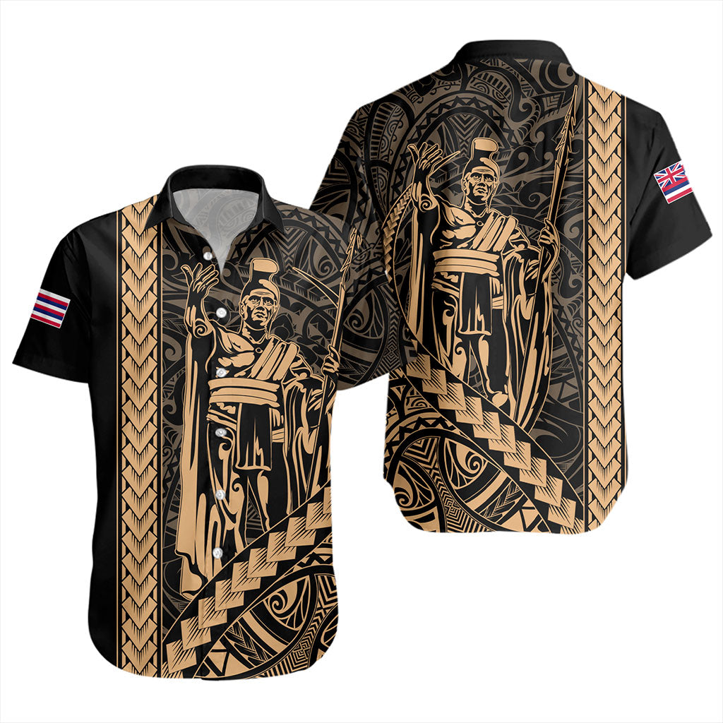 Hawaii Short Sleeve Shirt Tribal Polynesian King Kamehameha