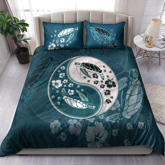 Hawaii Bedding Set Yinyang Turtle Hibiscus