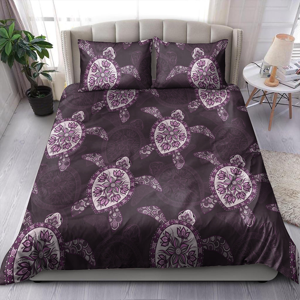Hawaii Bedding Set Turtle Plumeria Violet