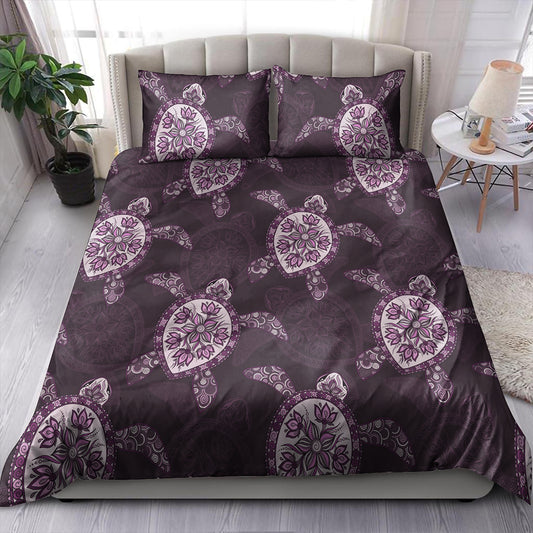 Hawaii Bedding Set Turtle Plumeria Violet