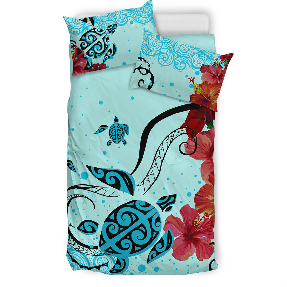 Hawaii Bedding Set Sea Turtle Hibiscus