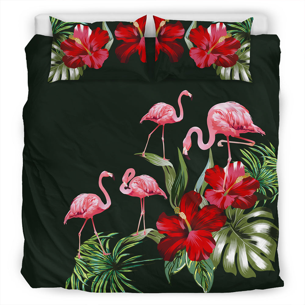 Hawaii Bedding Set Hibiscus Flamingo