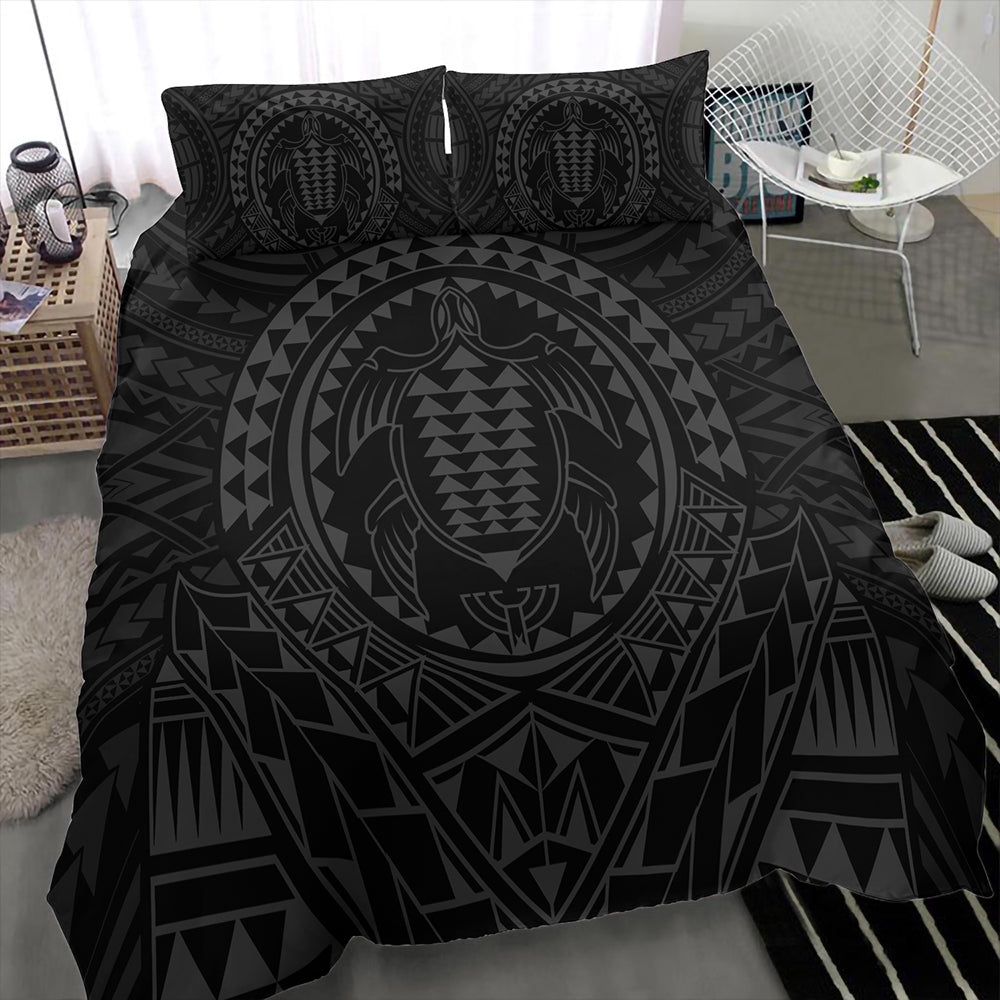 Hawaii Bedding Set Kakau Honu Arc Polynesian Gray