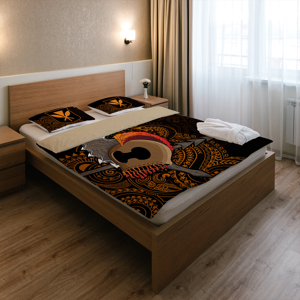 Hawaii Bedding Set Warrior Helmet Polynesian
