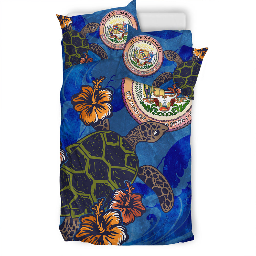 Hawaii Bedding Set Seal Hibiscus Ocean Pin Light Turtle Sea