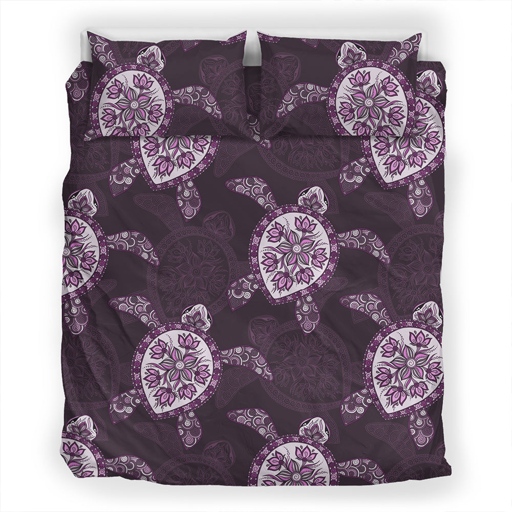 Hawaii Bedding Set Turtle Plumeria Violet