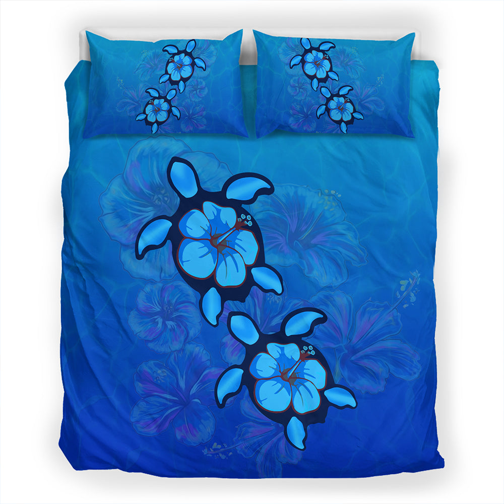 Hawaii Bedding Set Turtle Hibiscus Ocean