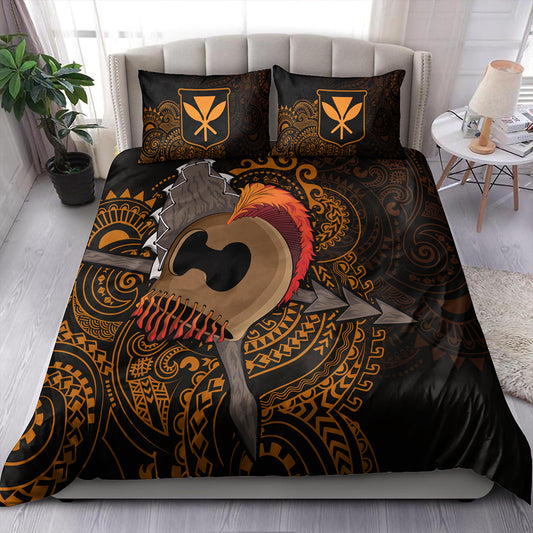 Hawaii Bedding Set Warrior Helmet Polynesian