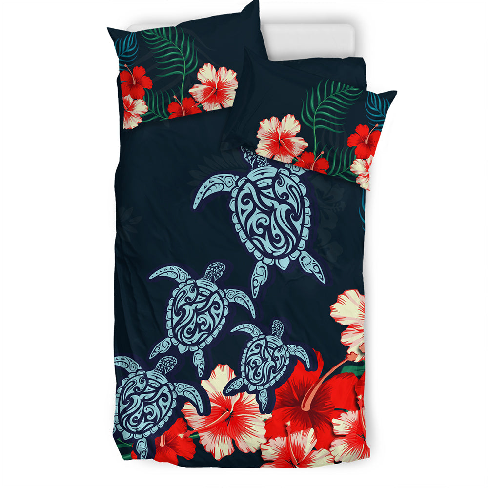 Hawaii Bedding Set Hibiscus And Turtle Skillful