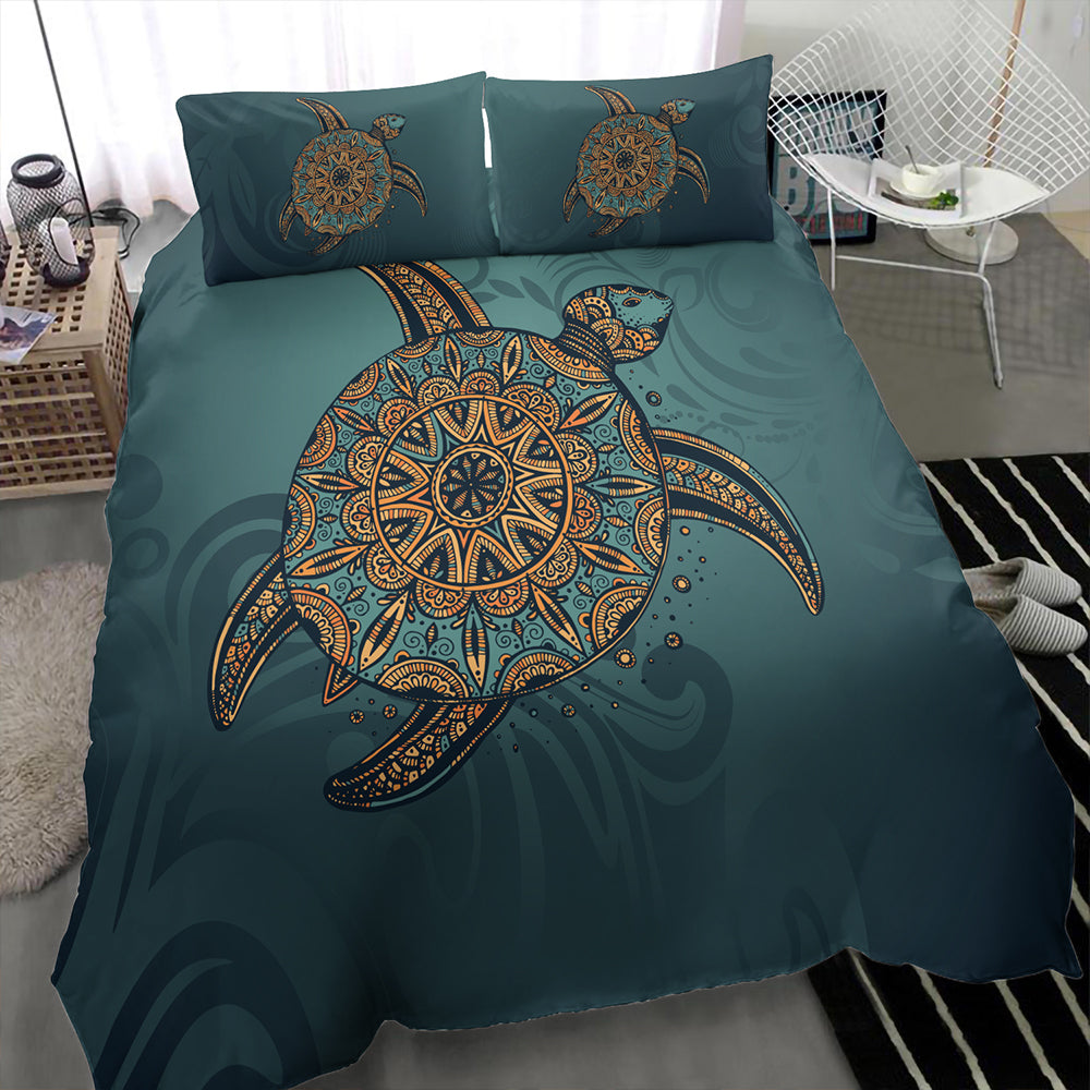 Hawaii Bedding Set Mandela Turtle Royal Blue