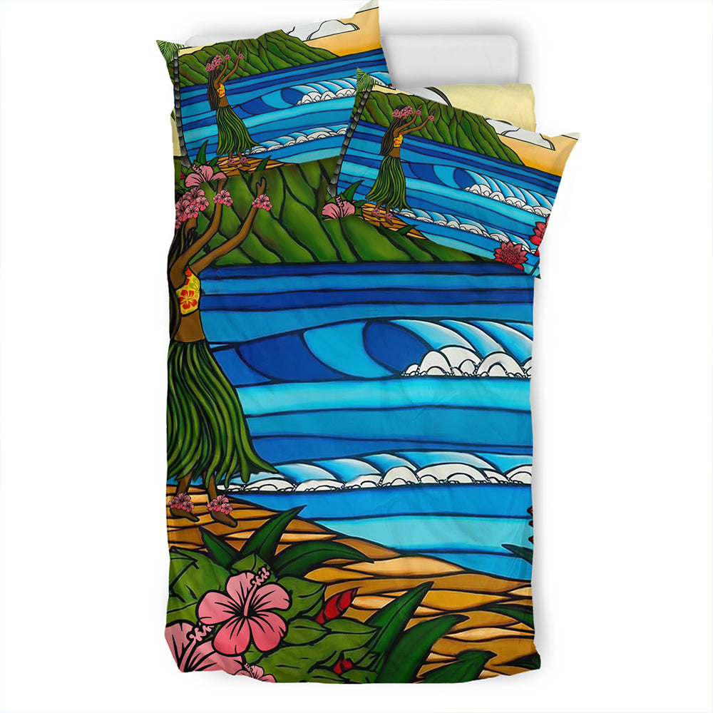Hawaii Bedding Set Hula Girl Dance Picture