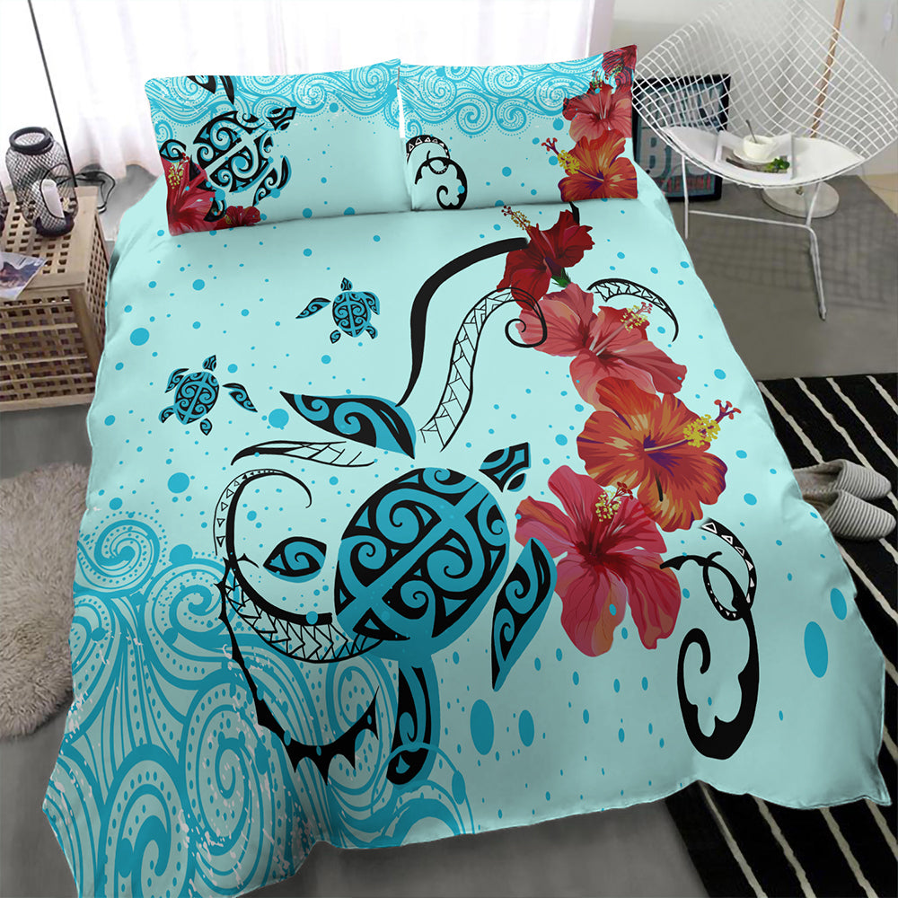 Hawaii Bedding Set Sea Turtle Hibiscus