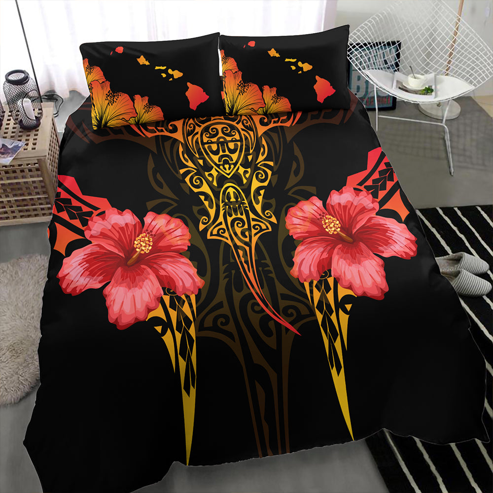 Hawaii Bedding Set Polynesian Hibiscus Animal