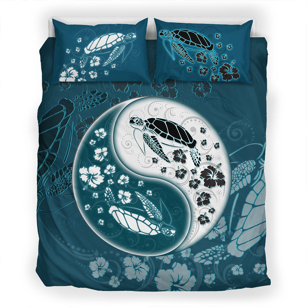Hawaii Bedding Set Yinyang Turtle Hibiscus