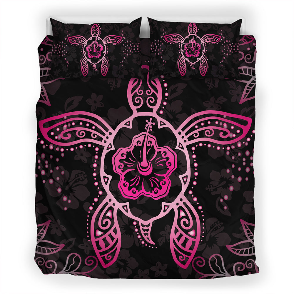 Hawaii Bedding Set Turtle Hibiscus Pink