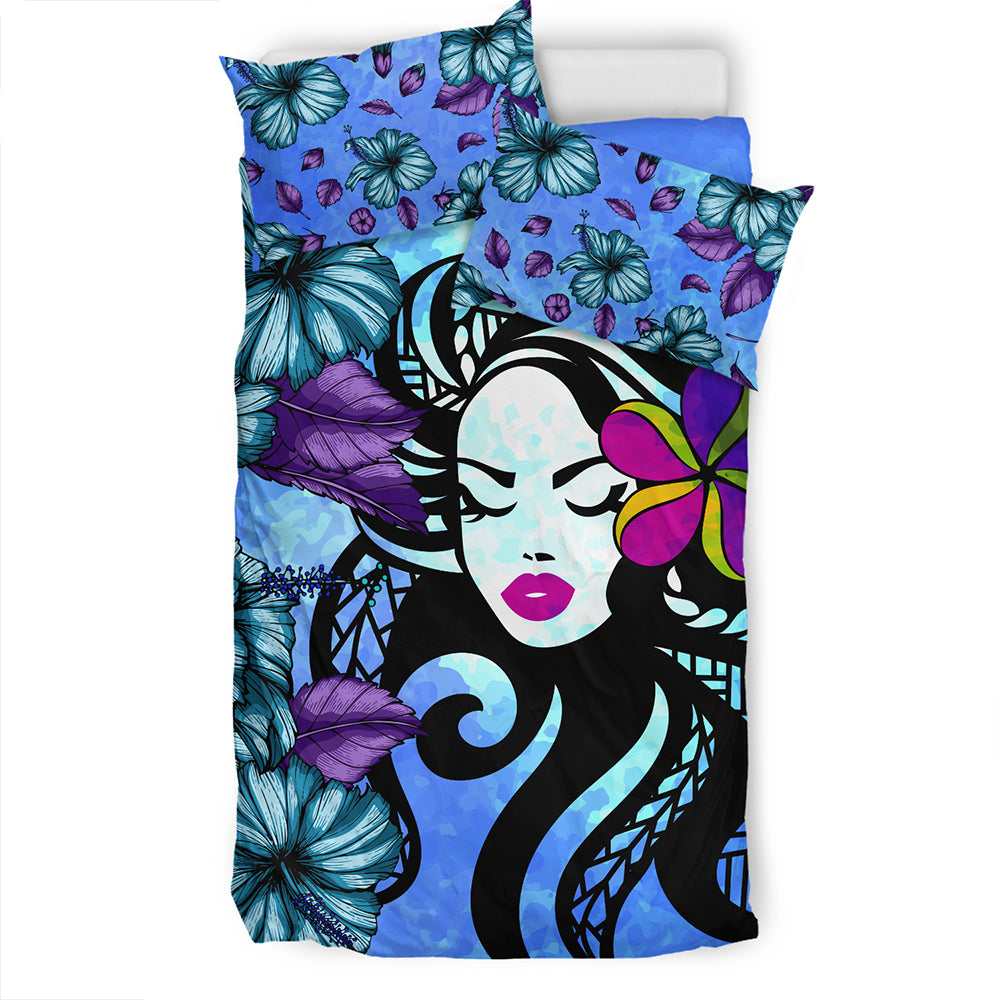 Hawaii Bedding Set Hibiscus Polynesian Hula Girl