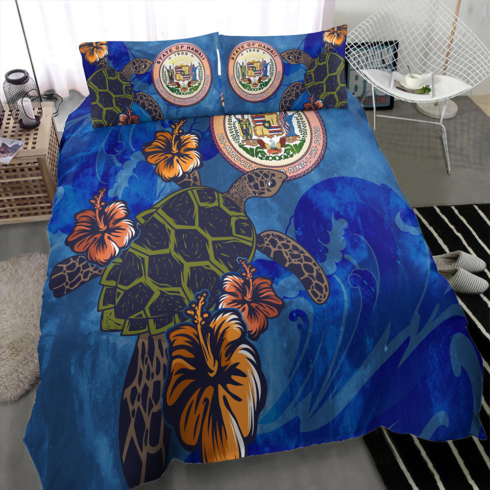 Hawaii Bedding Set Seal Hibiscus Ocean Pin Light Turtle Sea