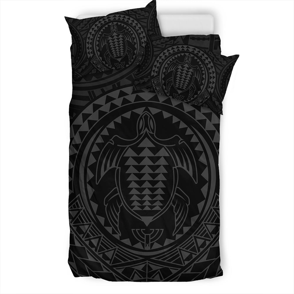 Hawaii Bedding Set Kakau Honu Arc Polynesian Gray