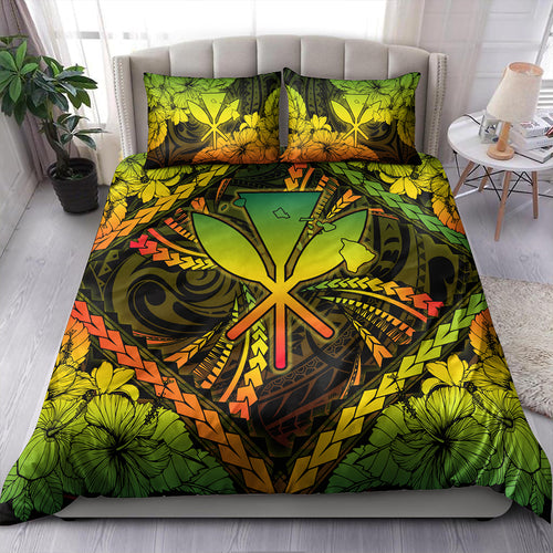 Hawaii Bedding Set Kanaka Maoli Map Hibiscus Polynesian Kanu