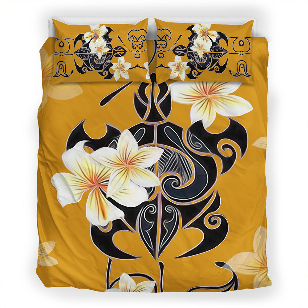 Hawaii Bedding Set Turtle Poly Trinal Plumeria Yellow