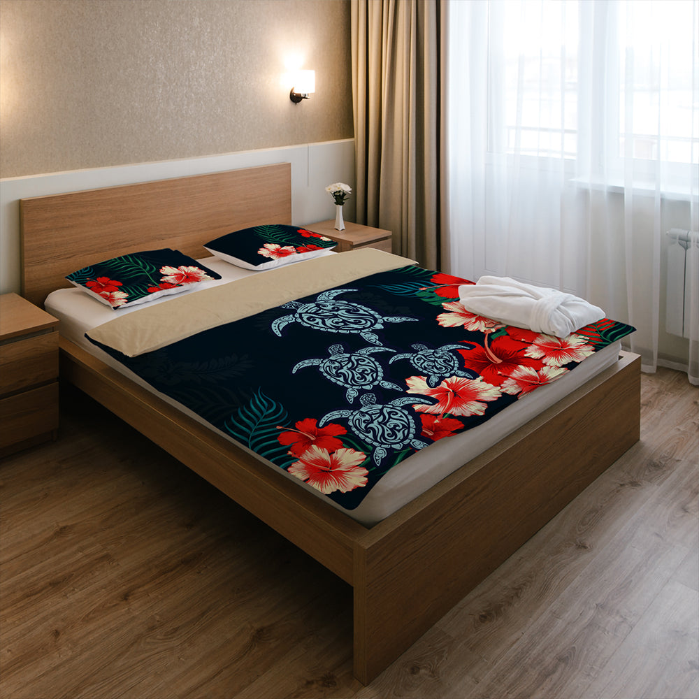 Hawaii Bedding Set Hibiscus And Turtle Skillful