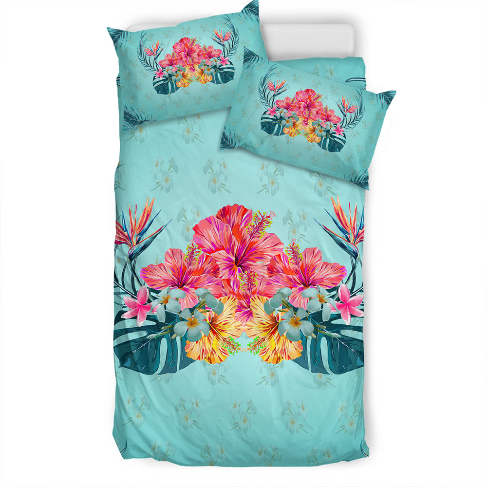 Hawaii Bedding Set Flower Hibicus Plumeria Centre