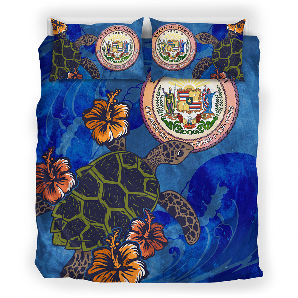Hawaii Bedding Set Seal Hibiscus Ocean Pin Light Turtle Sea