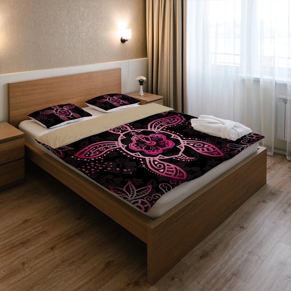 Hawaii Bedding Set Turtle Hibiscus Pink