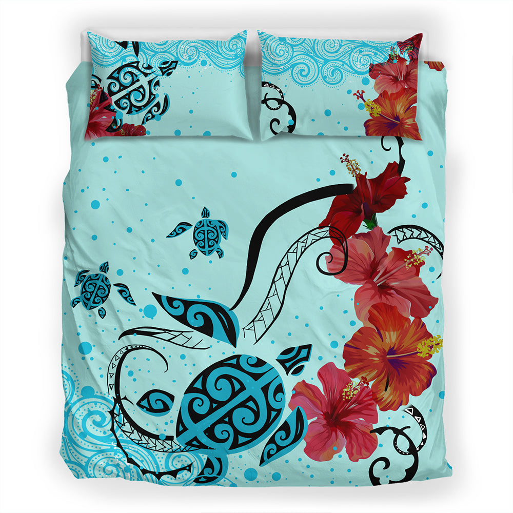 Hawaii Bedding Set Sea Turtle Hibiscus