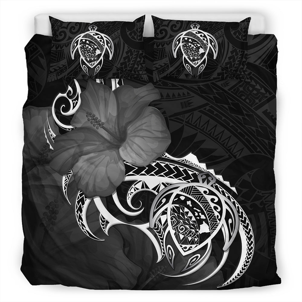 Hawaii Bedding Set Map Turtle Hibiscus Polynesian Divise