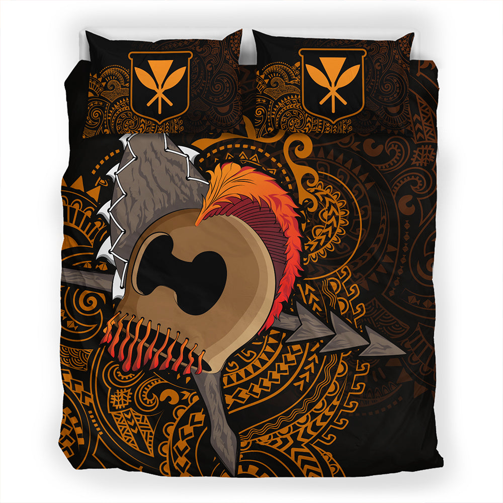 Hawaii Bedding Set Warrior Helmet Polynesian