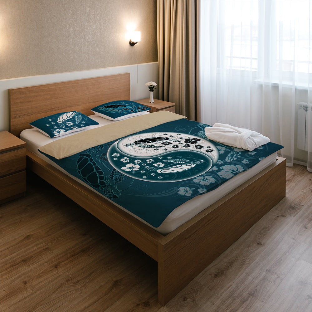 Hawaii Bedding Set Yinyang Turtle Hibiscus