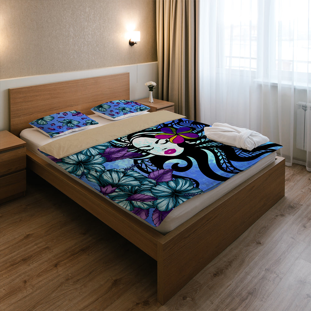 Hawaii Bedding Set Hibiscus Polynesian Hula Girl