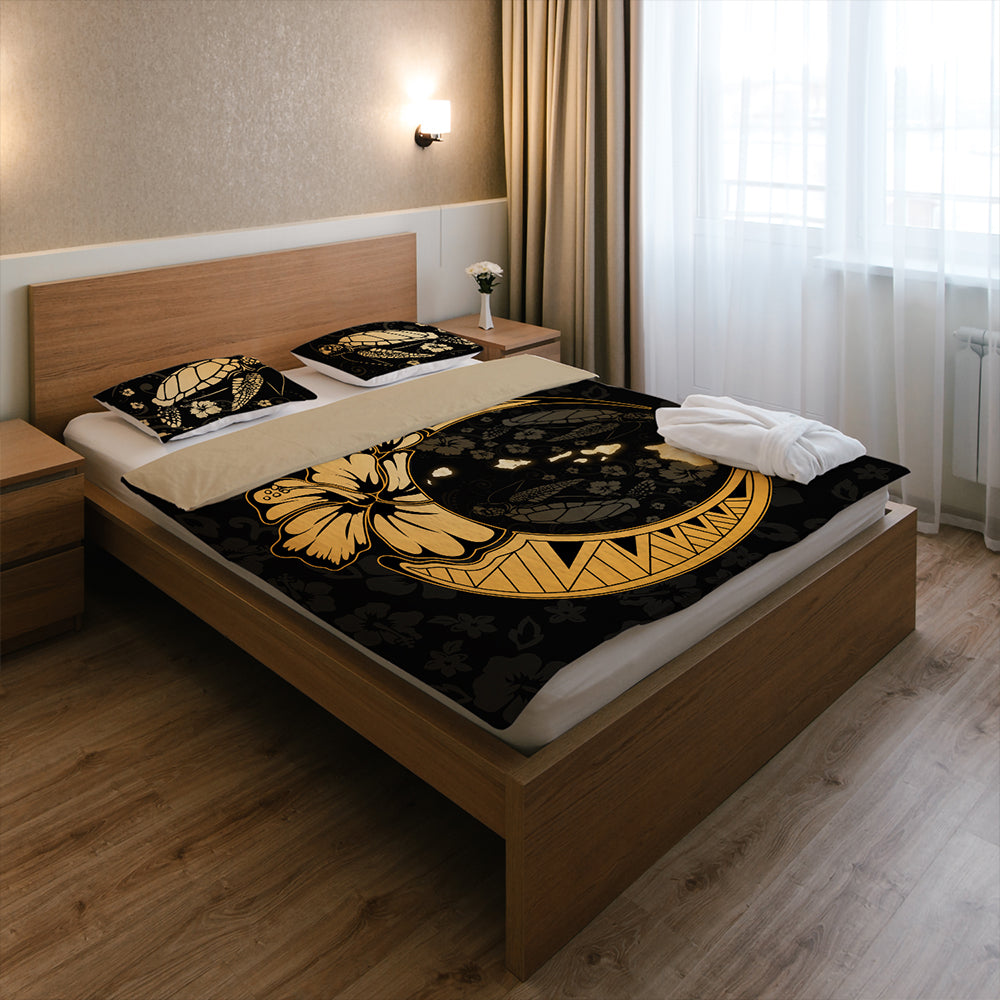 Hawaii Bedding Set Hibiscus Map On The Moon