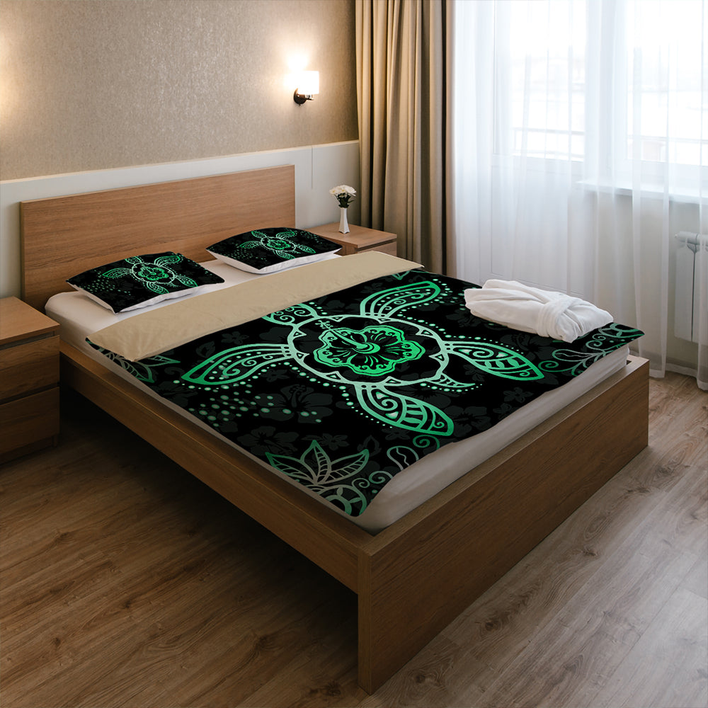 Hawaii Bedding Set Turtle Hibiscus Green New