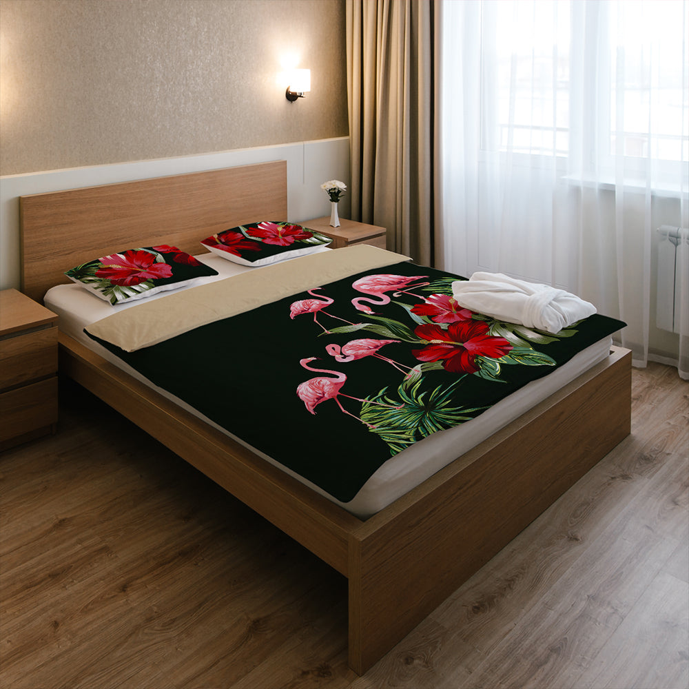 Hawaii Bedding Set Hibiscus Flamingo
